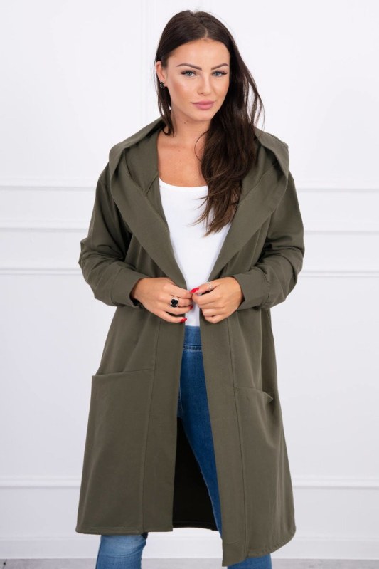 Kaki bunda s kapucí nadměrné velikosti - Dámské oblečení bundy