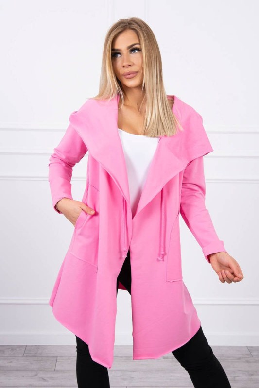 Volná bunda s kapucí růžová - Dámské oblečení bundy
