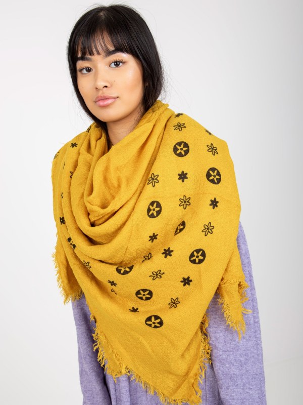 Dámský šátek AT CH 23502 1.51 Tmavě žlutá s potiskem - FPrice - Dámské oblečení doplňky čepice, rukavice a šály