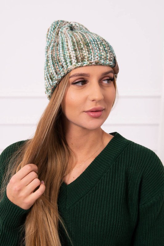 Fleecová čepice Zoja K306 ecru+green