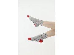 Thermo ponožky 83 šedé s červenou špicí