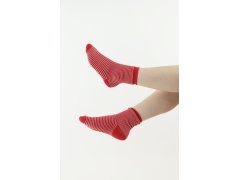 Thermo ponožky 83 červené s bílými pruhy