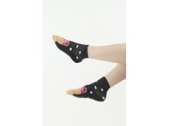 Zábavné ponožky Bear černé s bílými puntíky
