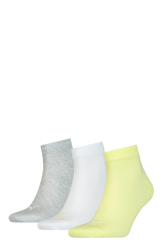 Unisex ponožky 906978 Quarter Soft A´3 šedo-bílo-žluté - Puma - Dámské oblečení doplňky ponožky