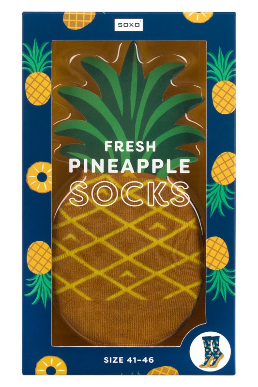 Ponožky SOXO Ananas v krabičce - ENG - Dámské oblečení doplňky ponožky