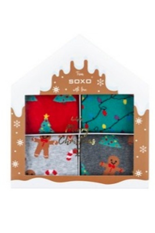 Vánoční ponožky SOXO v krabičce / 4-pack 70781A - Dámské oblečení doplňky ponožky