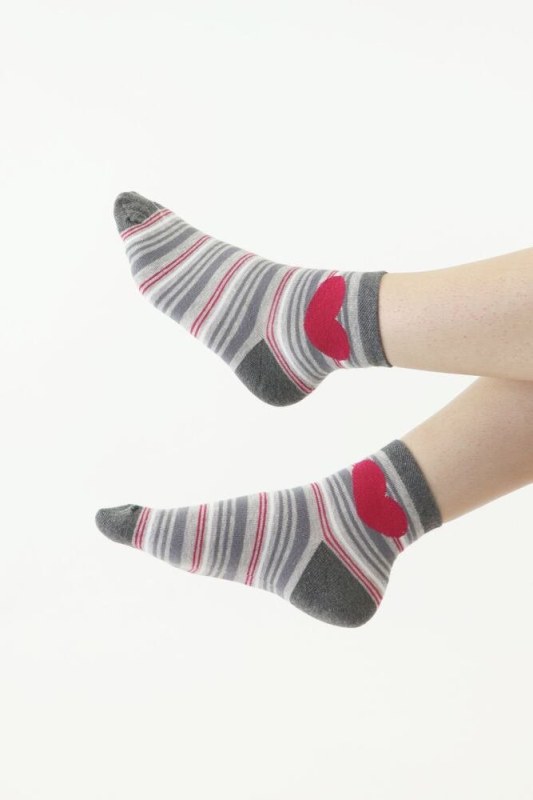 Dámské ponožky 113 šedé s pruhy - Dámské oblečení doplňky ponožky