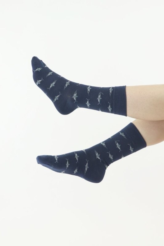 Veselé ponožky 17 modré se žraloky - Dámské oblečení doplňky ponožky