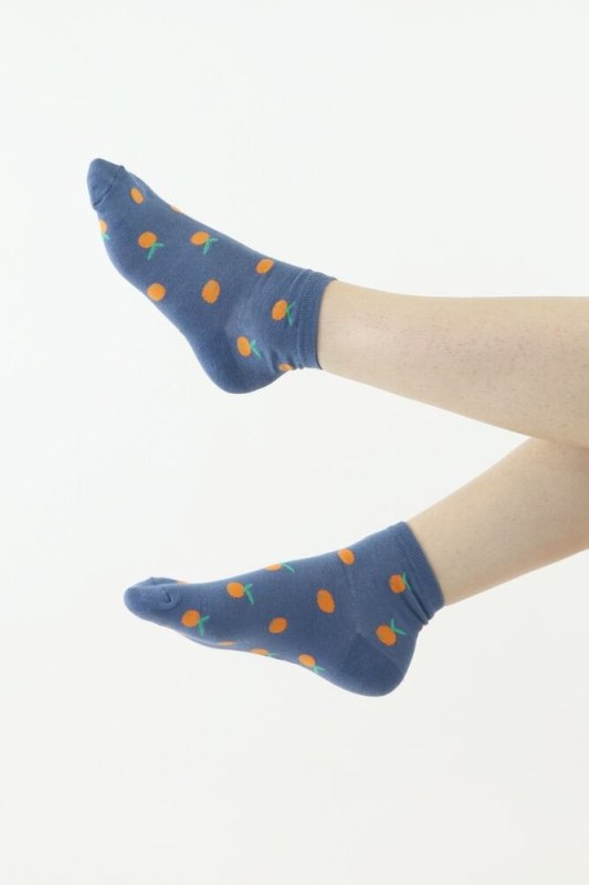 Veselé ponožky 889 modré s pomeranči - Dámské oblečení doplňky ponožky