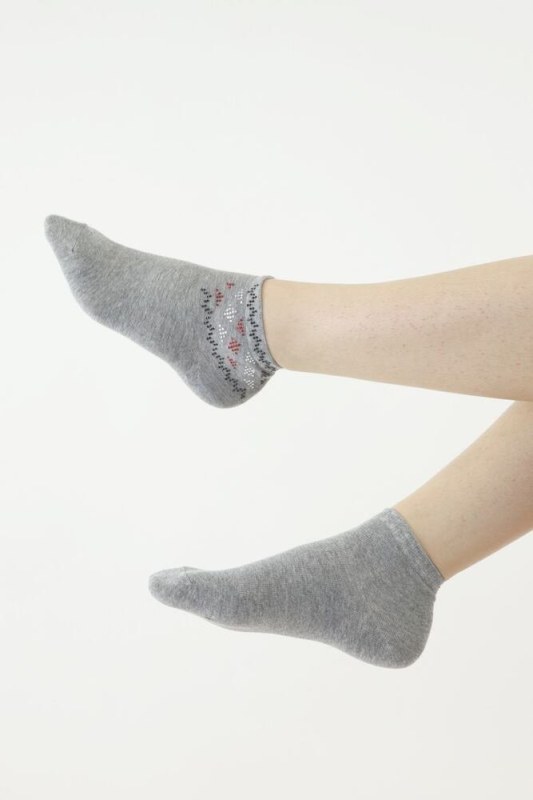 Ponožky 522 šedé s ozdobnou aplikací - ponožky