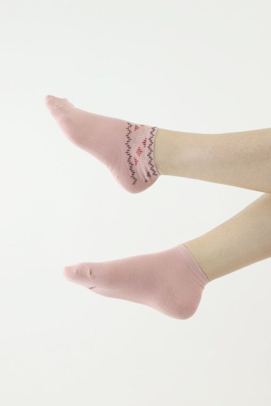 Elegantní ponožky 522 růžové s ozdobnou aplikací - Dámské oblečení doplňky ponožky