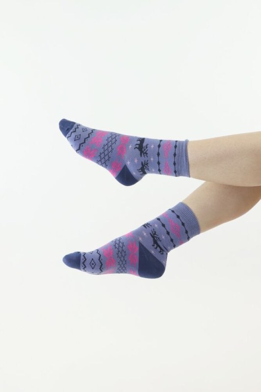Thermo ponožky Norweg světle modré se soby - Dámské oblečení doplňky ponožky