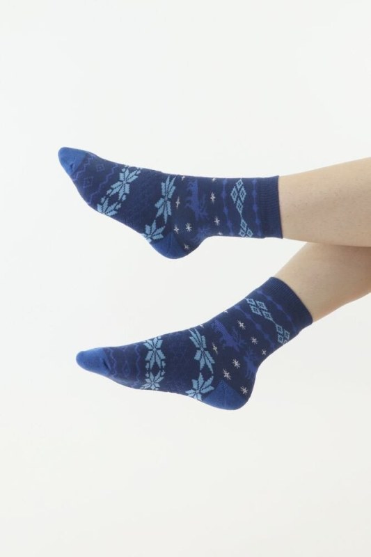 Thermo ponožky Norweg tmavě modré se soby - Dámské oblečení doplňky ponožky