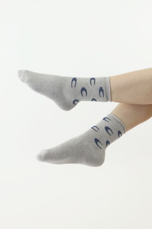 Thermo ponožky Moon šedé s půlměsíci - ponožky