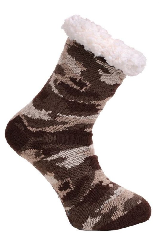 Protiskluzové ponožky Masker winter hnědé - Dámské oblečení doplňky ponožky