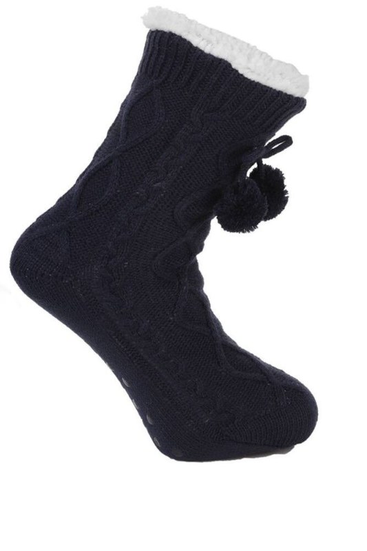 Dámské ponožky Braidy tmavě modré s bambulkami - Dámské oblečení doplňky ponožky
