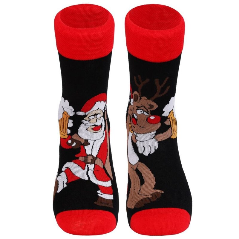 Ponožky Santa s pivem černé - Dámské oblečení doplňky ponožky