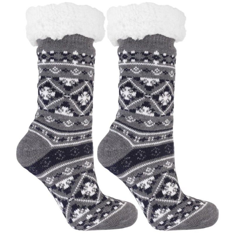 Hřejivé ponožky Nordic winter III šedé protiskluzové - Dámské oblečení doplňky ponožky