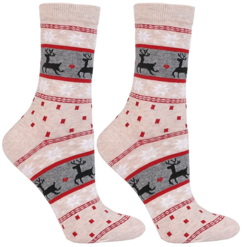 Ponožky Norvegia béžové s norským vzorem - Dámské oblečení doplňky ponožky