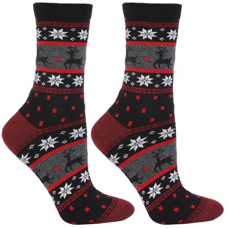Ponožky Norvegia černé s norským vzorem - Dámské oblečení doplňky ponožky