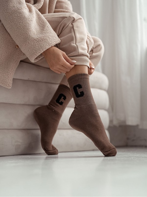 Froté ponožky Písmeno C - Milena - Dámské oblečení doplňky ponožky
