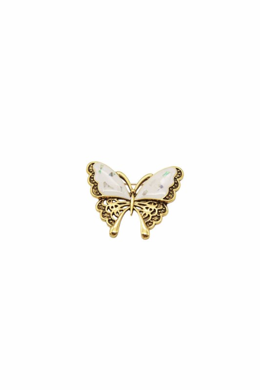 Brož Motýl BZ-8 ecru - Dámské oblečení doplňky šperky