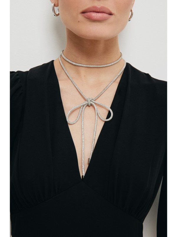 K195 Vázaný náhrdelník - stříbrný - Dámské oblečení doplňky šperky
