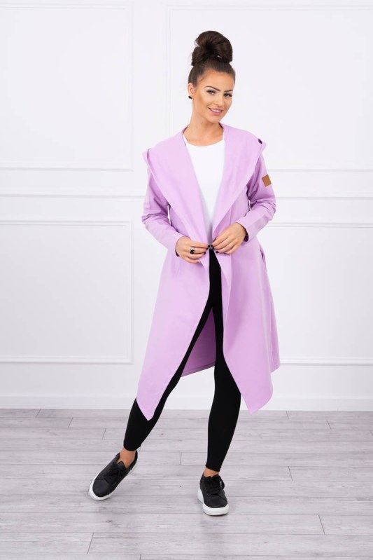 Dlouhý kabát s kapucí fialový - kabáty