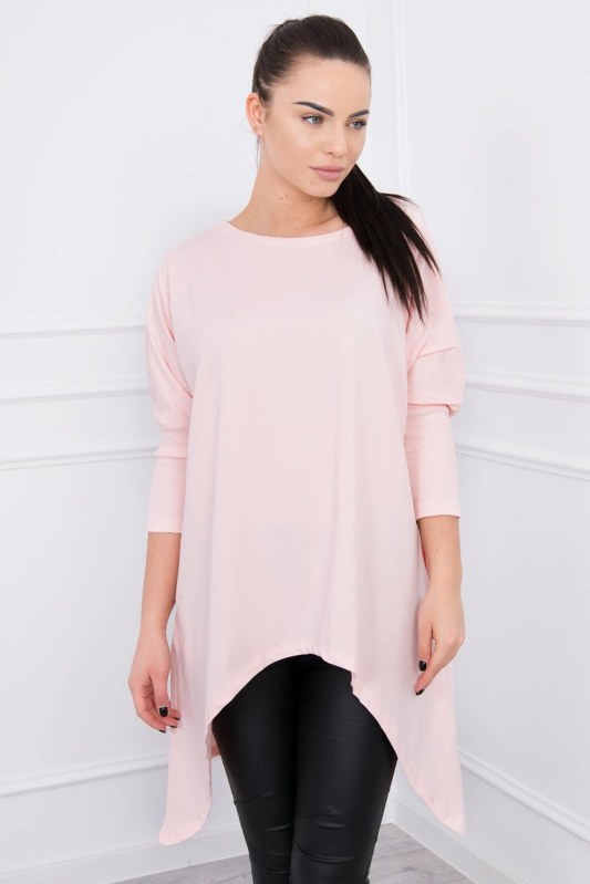 Oversize halenka pudrově růžová - Dámské oblečení košile a halenky