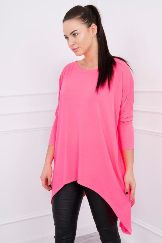 Oversize halenka růžová neonová - Dámské oblečení košile a halenky