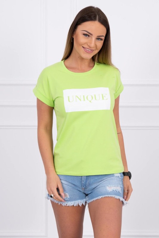 Halenka s nápisem Unique světle zelená - Dámské oblečení košile a halenky