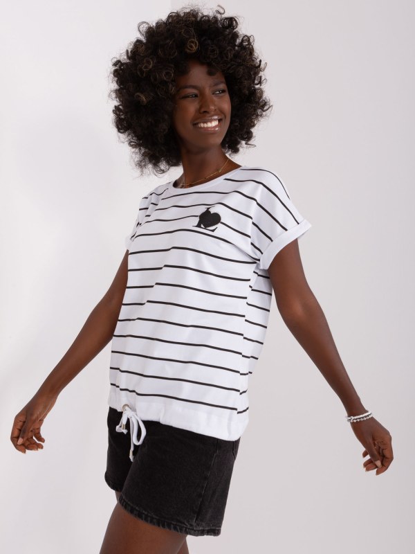 Černobílá proužkovaná bavlněná halenka - Dámské oblečení košile a halenky