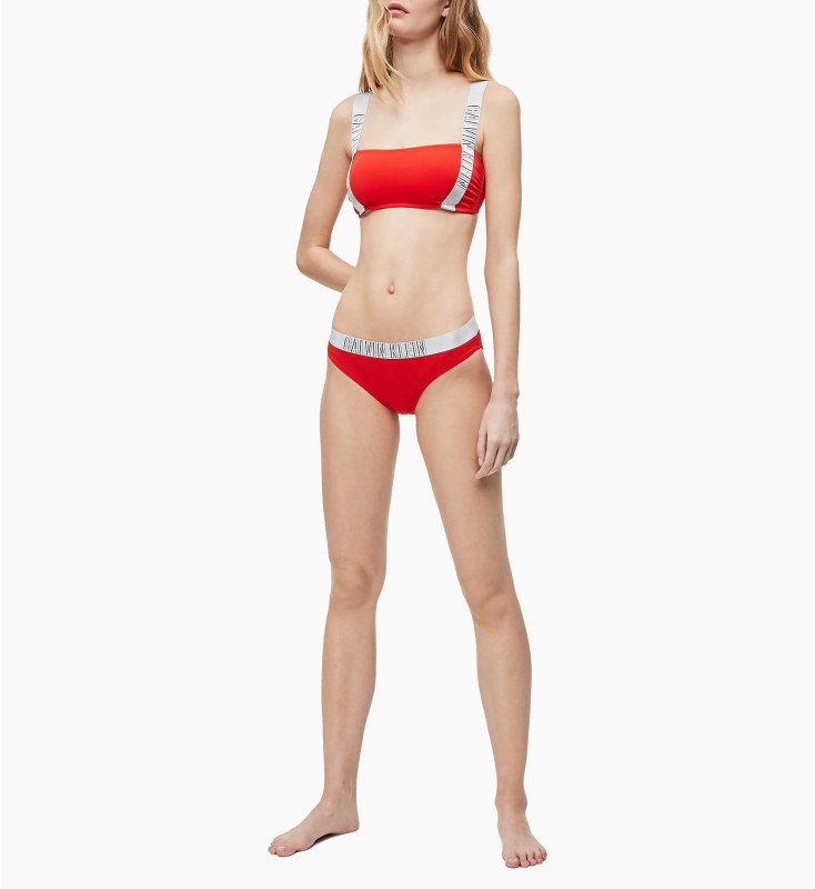 Spodní díl plavek KW0KW00821-XA7 červená - Calvin Klein - Dámské oblečení plavky