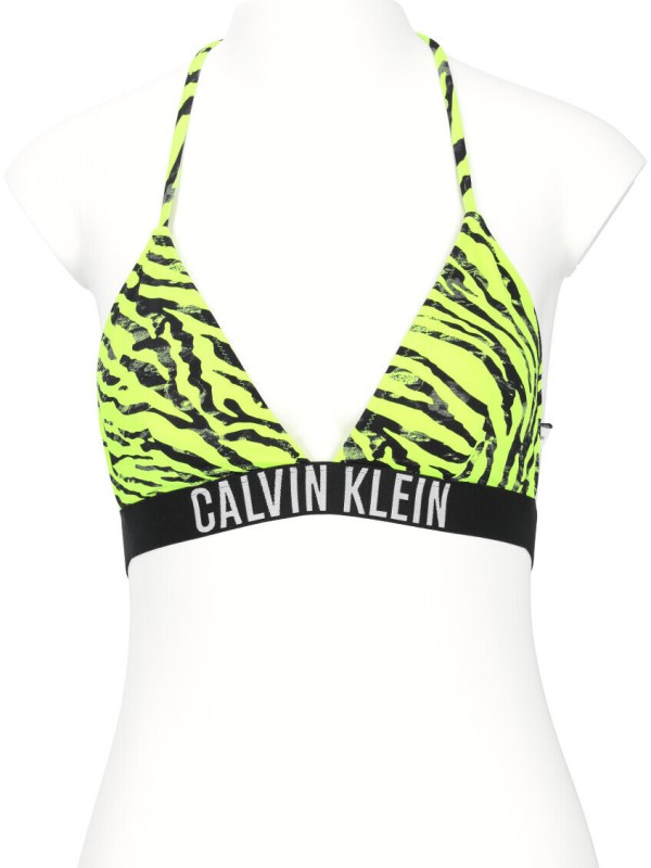 Dámská plavková podprsenka KW0KW02331 OIC neonově žlutá s potiskem - Calvin Klein - Dámské oblečení plavky
