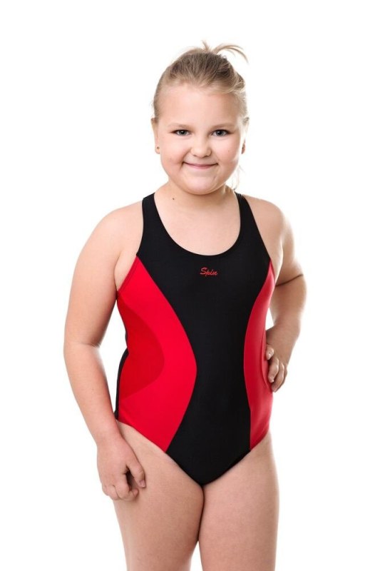 Dívčí jednodílné plavky Bibione II černo-červené - Dámské oblečení plavky