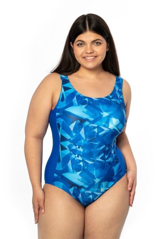 Sportovní jednodílné plavky Sirmione modré trojúhelníky - Dámské oblečení plavky