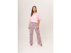 Dámské pyžamo 160/057 růžová vzor srdíčka - Karol 6224701