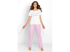 Dámské pyžamo Flawless Bílá s růžovou - Momenti Per Me 6359266