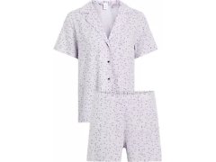 Dámské pyžamo WOVEN SHORT SET 000QS6967E LNU sv. fialové - Calvin Klein 6486358