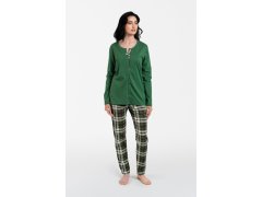 Dámské pyžamo Asama dlouhé rukávy, dlouhé nohavice - zelená/potisk 6586003