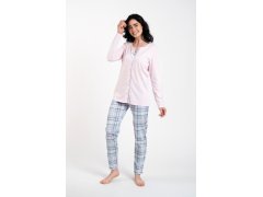 Dámské pyžamo Emilly, dlouhý rukáv, dlouhé kalhoty - růžová/potisk 6586045