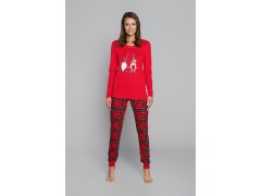 Dámské mikulášské pyžamo, dlouhý rukáv, dlouhé nohavice - červená/potisk 6586257