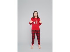 Santa pyžamo pro dívky, dlouhý rukáv, dlouhé kalhoty - červená/potisk 6586314
