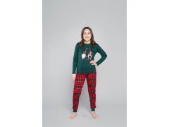 Santa pyžamo pro dívky, dlouhý rukáv, dlouhé nohavice - zelená/potisk 6586263