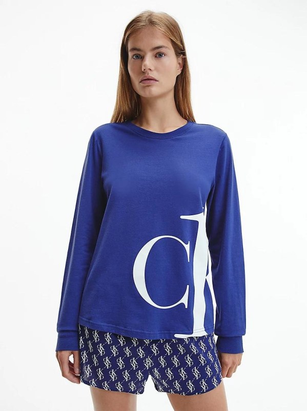 Monogram tričko na spaní - QS6573E - C8Q - Tmavě modrá - Dámské oblečení pyžama