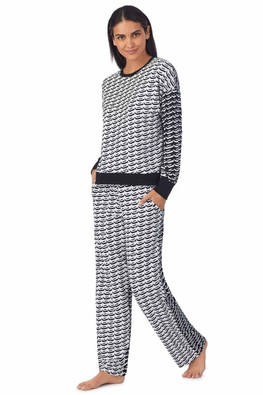 Dámské pyžamo YI2822685F černo bílý vzor - DKNY - Dámské oblečení pyžama