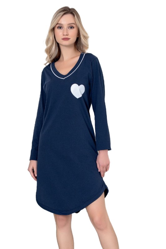 Dámská noční košile CHR-K 3025 tm. modrá se srdíčkem - Christina Secret - pyžama