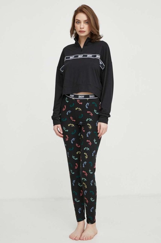 Dámské pyžamo YI80001 črné s potiskem - DKNY - Dámské oblečení pyžama