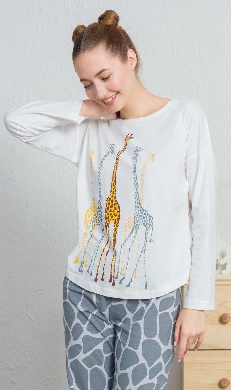 Dámské pyžamo dlouhé Žirafy - Dámské oblečení pyžama