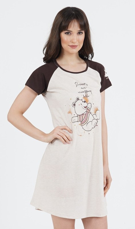 Dámská noční košile s krátkým rukávem Méďa - Dámské oblečení pyžama